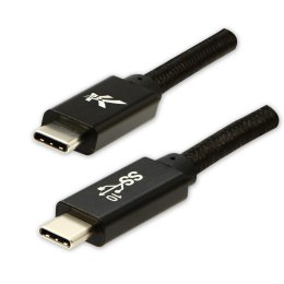 Logo USB kabel (3.2 gen 2), 1m, Power Delivery 100W, 10 Gb/s, 20V/5A, czarny, box, oplot nylonowy, aluminiowa osłona złącza