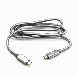 Logo USB kabel (3.2 gen 2), 1m, Power Delivery 100W, 10 Gb/s, 20V/5A, srebrny, box, oplot nylonowy, aluminiowa osłona złącza