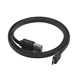 USB kabel (2.0), 0.3m, płaski, czarny, dwustronny