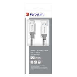 Verbatim USB kabel (3.1), USB A M - 0.3m, srebrny, box, 48868