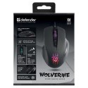 Defender Mysz Wolverine GM-700L RGB, 12800DPI, optyczna, 6kl., przewodowa USB, czarna, do gry, podświetlona