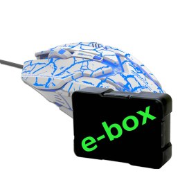 E-blue Mysz Auroza Gaming, 4000DPI, optyczna, 6kl., przewodowa USB, biała, do gry, e-box