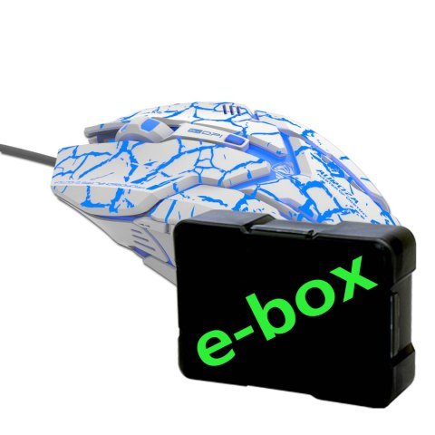 E-blue Mysz Auroza Gaming, 4000DPI, optyczna, 6kl., przewodowa USB, biała, do gry, e-box