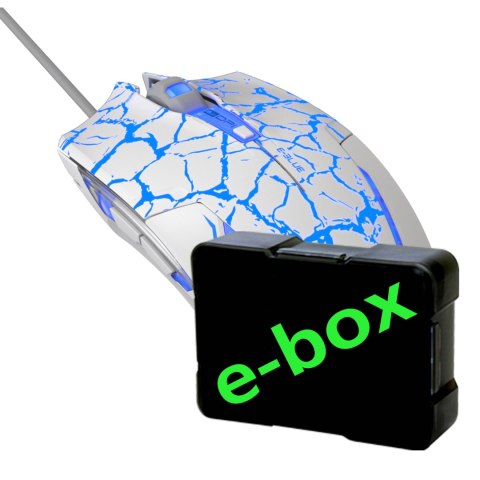 E-blue Mysz Cobra, 2500DPI, optyczna, 6kl., przewodowa USB, biało-niebieska, do gry, e-box