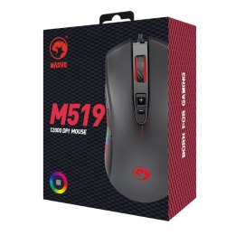 Marvo Mysz M519, 12000DPI, optyczna, 8kl., przewodowa USB, czarna, do gry