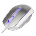E-blue Mysz Mood, 2400DPI, optyczna, 3kl., przewodowa USB, srebrna, 3 kolory podświetlania