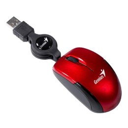 Genius Mysz Micro Traveler V2, 1200DPI, optyczna, 3kl., przewodowa USB, czerwona, Micro