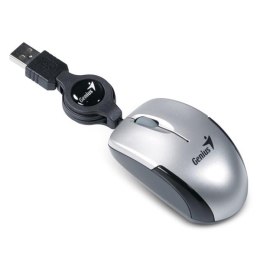 Genius Mysz Micro Traveler V2, 1200DPI, optyczna, 3kl., przewodowa USB, srebrna, Micro