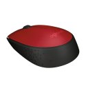 Logitech Mysz M171, 1000DPI, 2.4 [GHz], optyczna, 3kl., bezprzewodowa, czerwona, 2 szt AA, do notebooka, uniwersalny