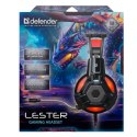 Defender Lester, Gaming Headset, słuchawki z mikrofonem, regulacja głośności, czarno-czerwona, 2.0, 50 mm przetworniki typ 2x 3.