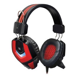 Defender Ridley, Gaming Headset, słuchawki z mikrofonem, regulacja głośności, czarno-czerwona, 2.0, 50 mm przetworniki typ 2x 3.