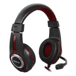 Defender Warhead G-185, Gaming Headset, słuchawki z mikrofonem, regulacja głośności, czarno-czerwona, 2x 3.5 mm jack