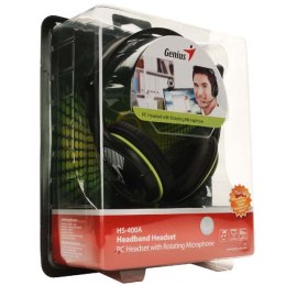 Genius HS-400A, słuchawki z mikrofonem, regulacja głośności, czarna, 2x 3.5 mm jack