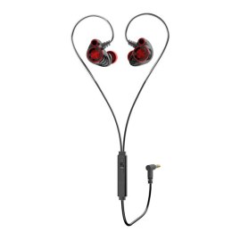 HP DHE-7002, słuchawki z mikrofonem, regulacja głośności, czerwona, 2.0, douszne typ 3.5 mm jack