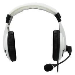 Defender Gryphon 750, słuchawki z mikrofonem, regulacja głośności, biała, zamykane, 2x 3.5 mm jack