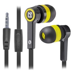 Defender Pulse 420, słuchawki z mikrofonem, bez regulacji głośności na przewodzie, czarno-zółte, douszne, 3.5 mm jack