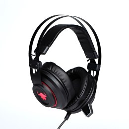 Red Fighter H3, słuchawki z mikrofonem, regulacja głośności, czarno-czerwona, dla graczy, podświetlenie, 2x 3.5 mm jack + USB