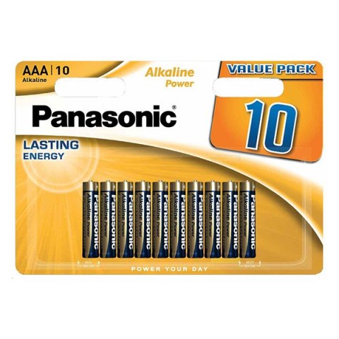 Bateria alkaliczna, AAA, 1.5V, Panasonic, blistr, 10-pack, Bronze, Alkaline power