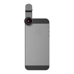 Obiektyw na telefon, z klipsem, Plastik / aluminium, czarna, 3w1