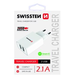 SWISSTEN Zasilacz / sieciowy adapter 10W, 2-portowy, USB-A, Smart IC