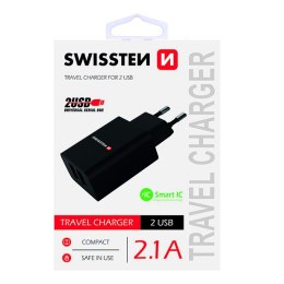 SWISSTEN Zasilacz / sieciowy adapter 10W, 2-portowy, USB-A, Smart IC
