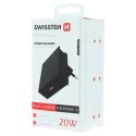 SWISSTEN Zasilacz / sieciowy adapter 20W, 1 port, USB-C, podstawka / stojak na telefon, Iphone 12