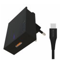 SWISSTEN Zasilacz / sieciowy adapter 25W, 1 port, USB-C, kabel USB-C, Samsung Super fast charging, stojak na telefon