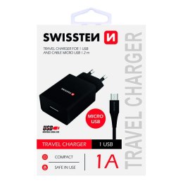 SWISSTEN Zasilacz / sieciowy adapter 5W, 1 port, USB-A, kabel microUSB