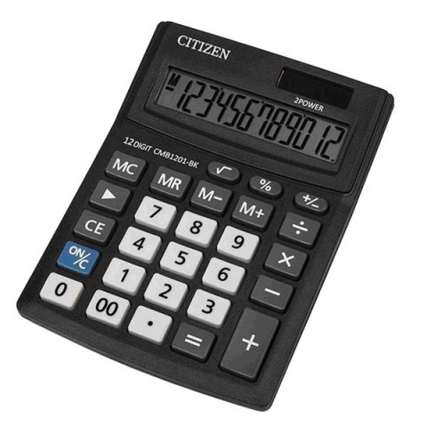 Citizen Kalkulator CMB1201-BK, czarna, biurkowy, 12 miejsc, podwójne zasilanie