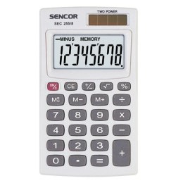 Sencor Kalkulator SEC 255/8, biała, kieszonkowy, 8 miejsc, podwójne zasilanie
