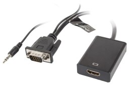 ADAPTER VGA(M)+MINIJACK 3.5MM(M)->HDMI(F) NA KABLU 20CM CZARNY LANBERG