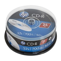 HP CD-R, CRE00015-3, 69311, 25-pack, 700MB, 52x, 80min., 12cm, bez możliwości nadruku, cake box, do archiwizacji danych