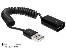 PRZEDŁUŻACZ USB-A M/F 2.0 0.2-0.6M SPIRALA CZARNY DELOCK