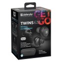 Defender Twins 638, słuchawki z mikrofonem, bez regulacji głośności na przewodzie, czarna, douszne, BT 5.0, TWS, etui z ładowark