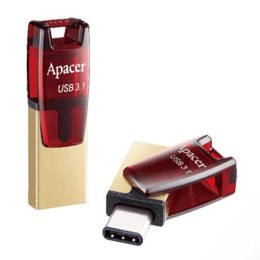 Apacer USB pendrive OTG, USB 3.0, 32GB, AH180, czerwony, AP32GAH180R-1, USB A / USB C, z obrotową osłoną