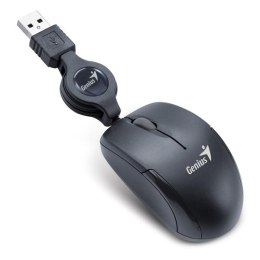Genius Mysz Micro Traveler V2, 1200DPI, optyczna, 3kl., przewodowa USB, czarna, Micro