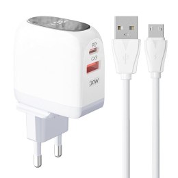 Ładowarka sieciowa LDNIO A2522C USB, USB-C 30W + kabel MicroUSB