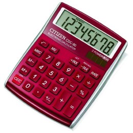 Citizen Kalkulator CDC80RDWB, czerwona, biurkowy, 8 miejsc, automatyczne wyłączanie