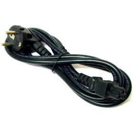 Kabel sieciowy 230V do zasilacza laptopa, CEE7 (widelec) - C5, 2m, VDE approved, czarny, Logo, blistr