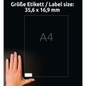 Avery Zweckform etykiety 35,6mm x 16,9mm, A4, białe, 80 etykiety, zdejmowane, pakowany po 25 szt., L4732REV-25, do drukarek lase