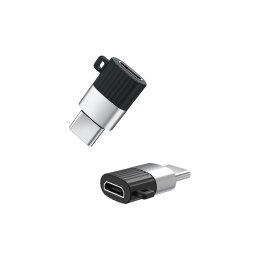 XO adapter z microUSB na USB-C czarny mały