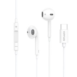 Słuchawki douszne przewodowe Vipfan M14, na USB-C, 1.1m (białe)