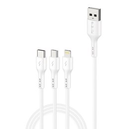 Kabel 3w1 USB do USB-C / Lightning / Micro USB Foneng X36, 2.4A, 2m (biały)
