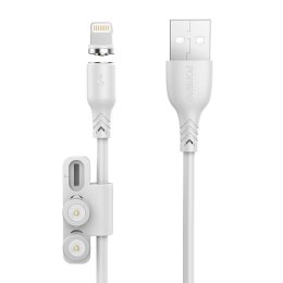 Kabel magnetyczny 3w1 USB do USB-C / Lightning / Micro USB Foneng X62, 2.4A, 1m (biały)