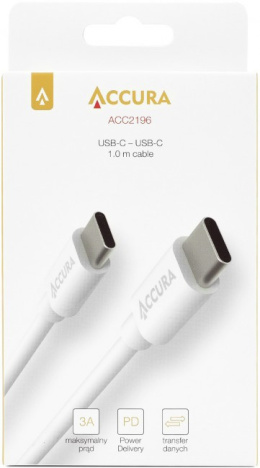 Accura kabel USB-C do USB-C 1m biały 60W