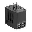 Uniwersalna ładowarka sieciowa / Adapter AC Budi 4x USB, 5A, EU/UK/AUS/US/JP (czarna)