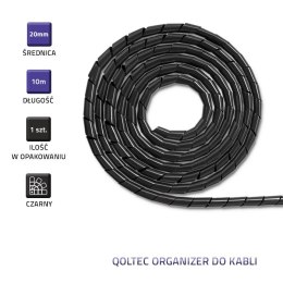 Qoltec Organizer do kabli 20mm | 10m | Czarny