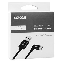 Avacom USB kabel (3.1), USB A M - USB C (M), 1.1m, okrągły, czarny, złącze 90 st