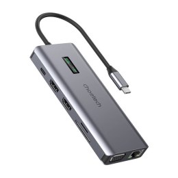 Adapter 12w1 Choetech HUB-M26 USB-C do USB-C+ USB-A+ HDMI+ VGA+ AUX+ SD+ TF (szary)