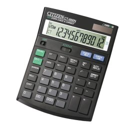 Citizen Kalkulator CT666N, czarna, biurkowy z obliczaniem VAT, 12 miejsc, automatyczne wyłączanie